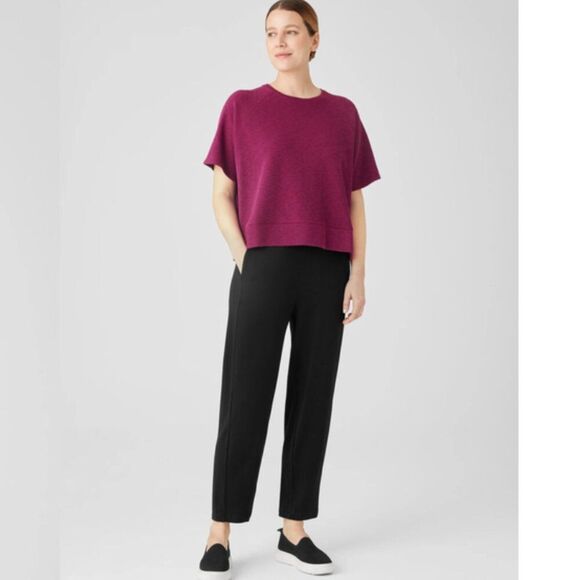 NWT EILEEN FISHER Organic Cotton Slubby Rib Knit Elbow Sleeve Top Large - Picture 9 of 9